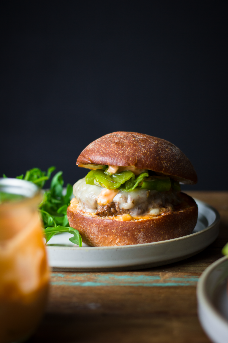 Roasted Hatch Chile Burger La Crema