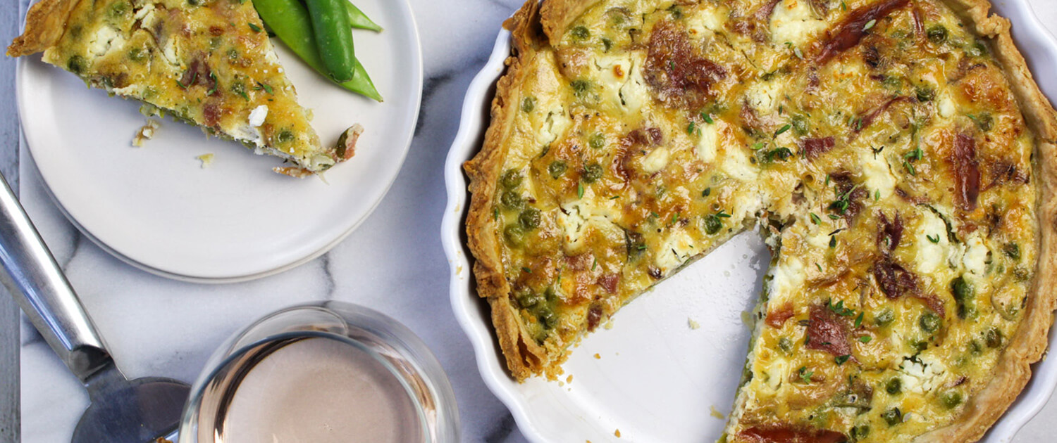 Cooking French with Rosé: Goat Cheese Tart with Peas and Prosciutto