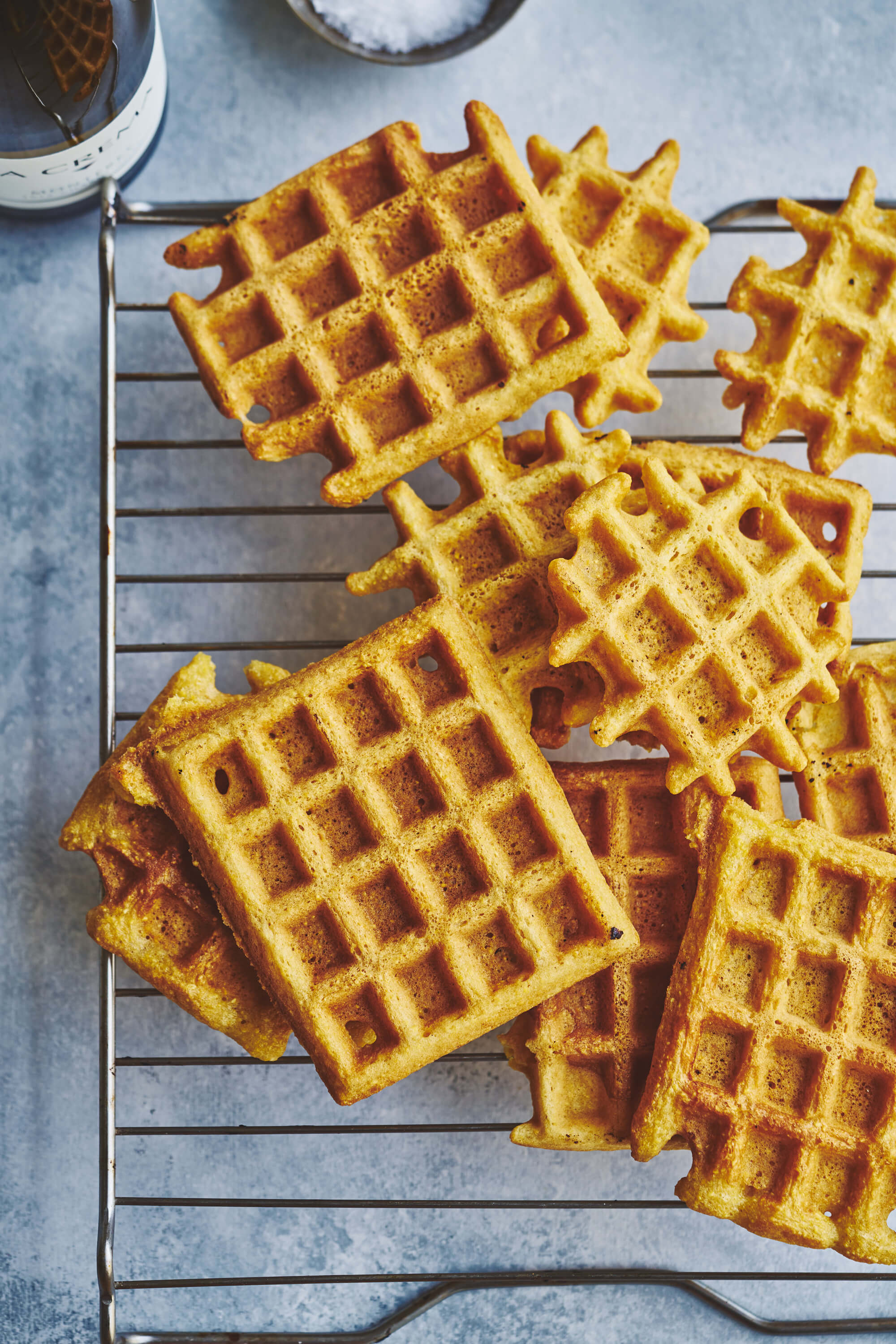 Green Huevos Rancheros and Cornmeal Waffles - La Crema